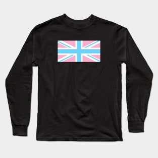 TRANSGENDER UK FLAG (UNION JACK) - PALE BLUE, WHITE AND PINK TRANSGENDER FLAG, INVERTED COLOURS Long Sleeve T-Shirt